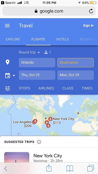 Google Flight App