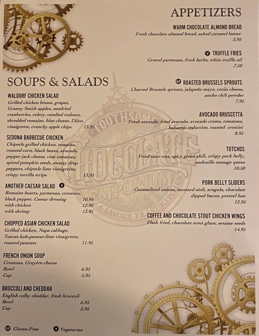 toothsome chocolate emporium menu salads