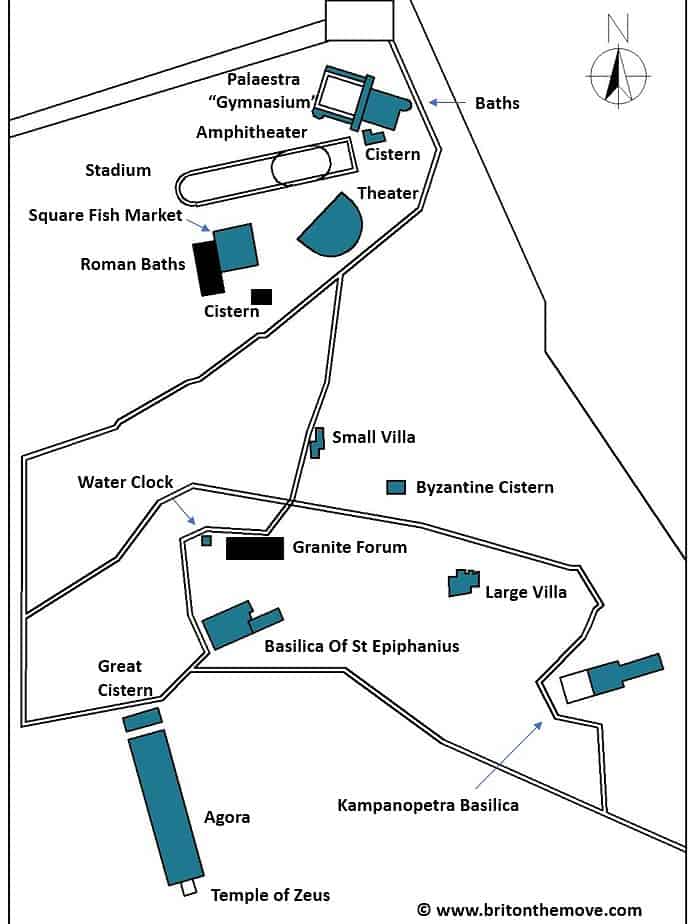 map of ancient salamis and layout of buildings