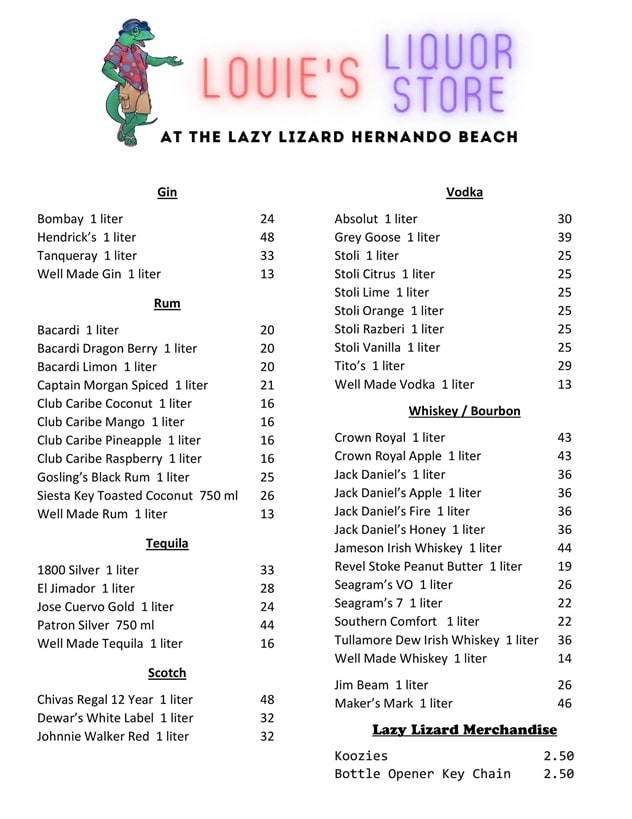 Hernando Beach Restaurants Lazy Lizzard