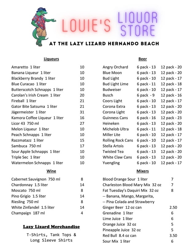 Hernando Beach Restaurants Lazy Lizzard